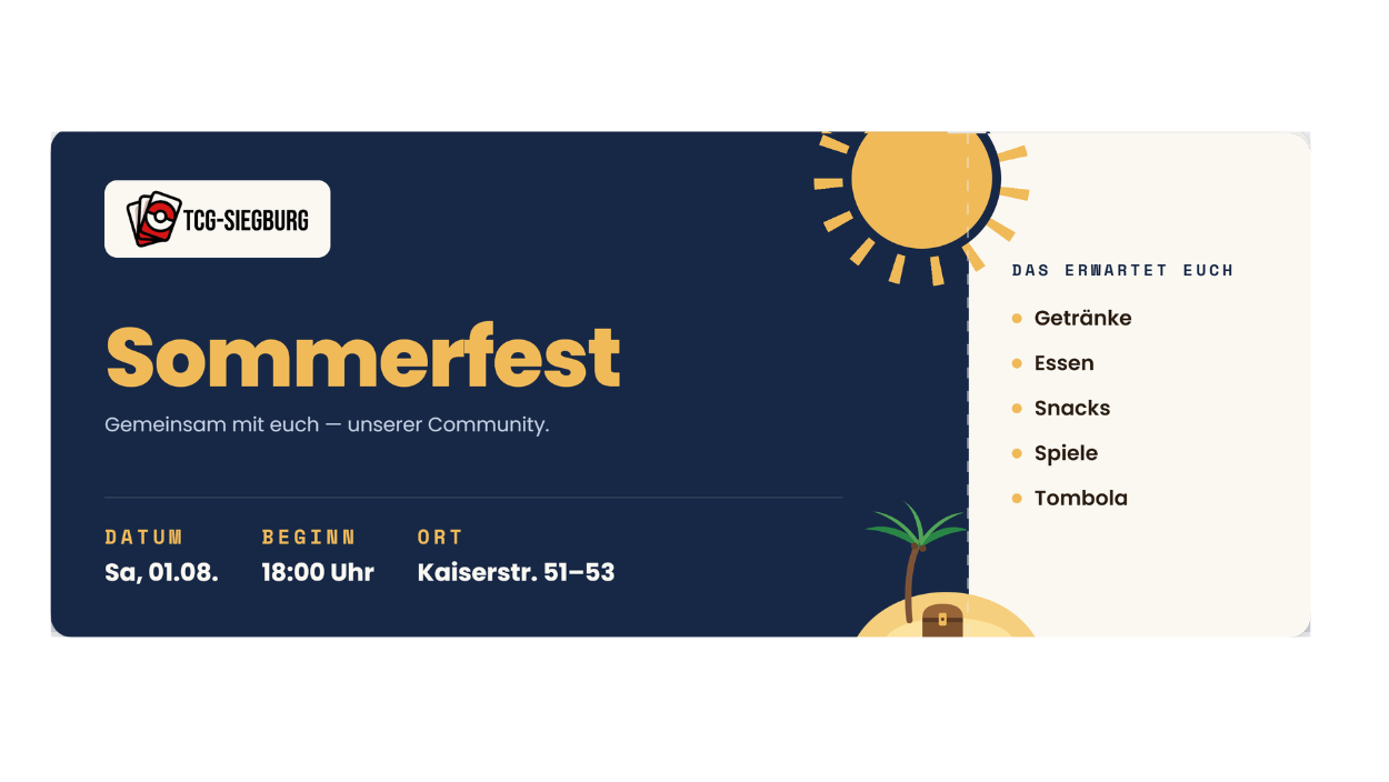 TCG-Siegburg Sommerfest 01.08.26 18 Uhr